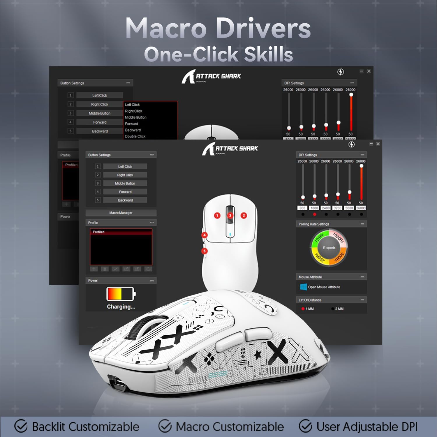 ATTACK SHARK X3 Kablosuz Oyuncu Mouse PAW3395 Superlight