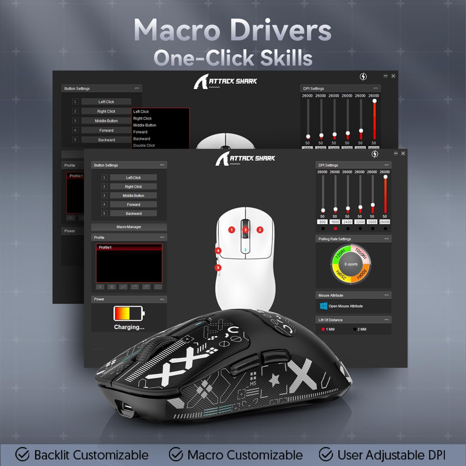 ATTACK SHARK X3 Kablosuz Oyuncu Mouse PAW3395 Superlight