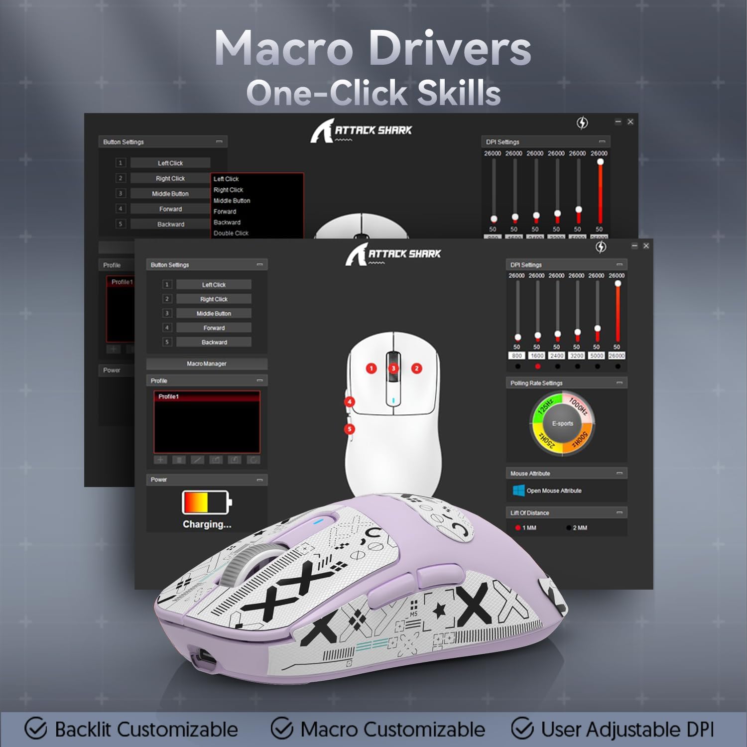 ATTACK SHARK X3 Kablosuz Oyuncu Mouse PAW3395 Superlight