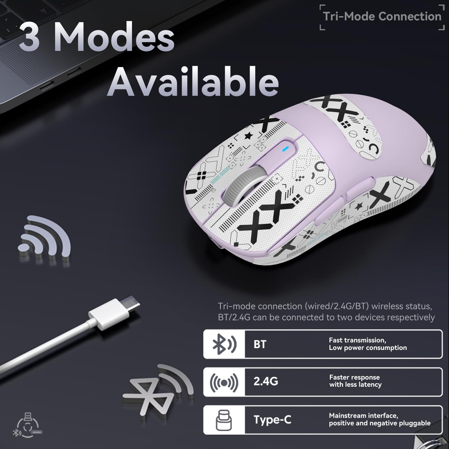 ATTACK SHARK X3 Kablosuz Oyuncu Mouse PAW3395 Superlight