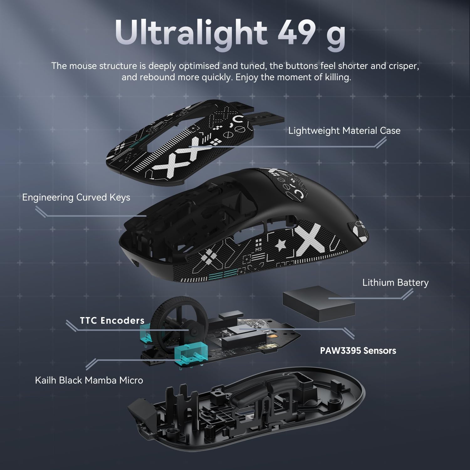 ATTACK SHARK X3 Kablosuz Oyuncu Mouse PAW3395 Superlight