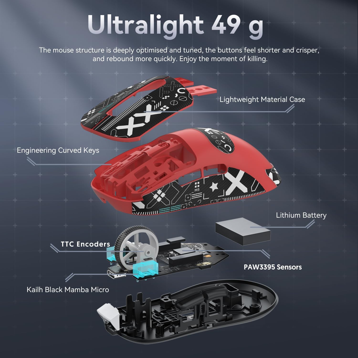 ATTACK SHARK X3 Kablosuz Oyuncu Mouse PAW3395 Superlight