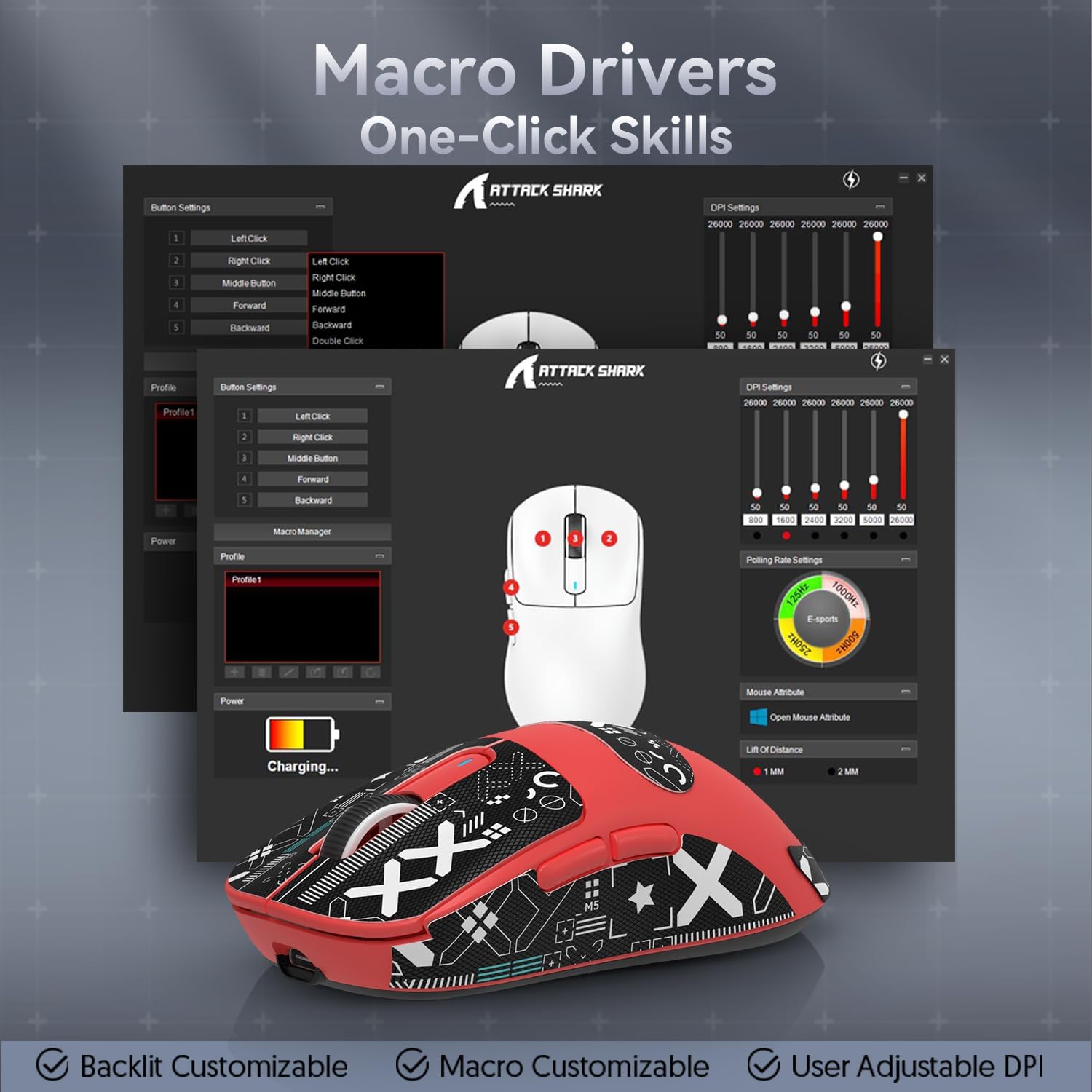 ATTACK SHARK X3 Kablosuz Oyuncu Mouse PAW3395 Superlight