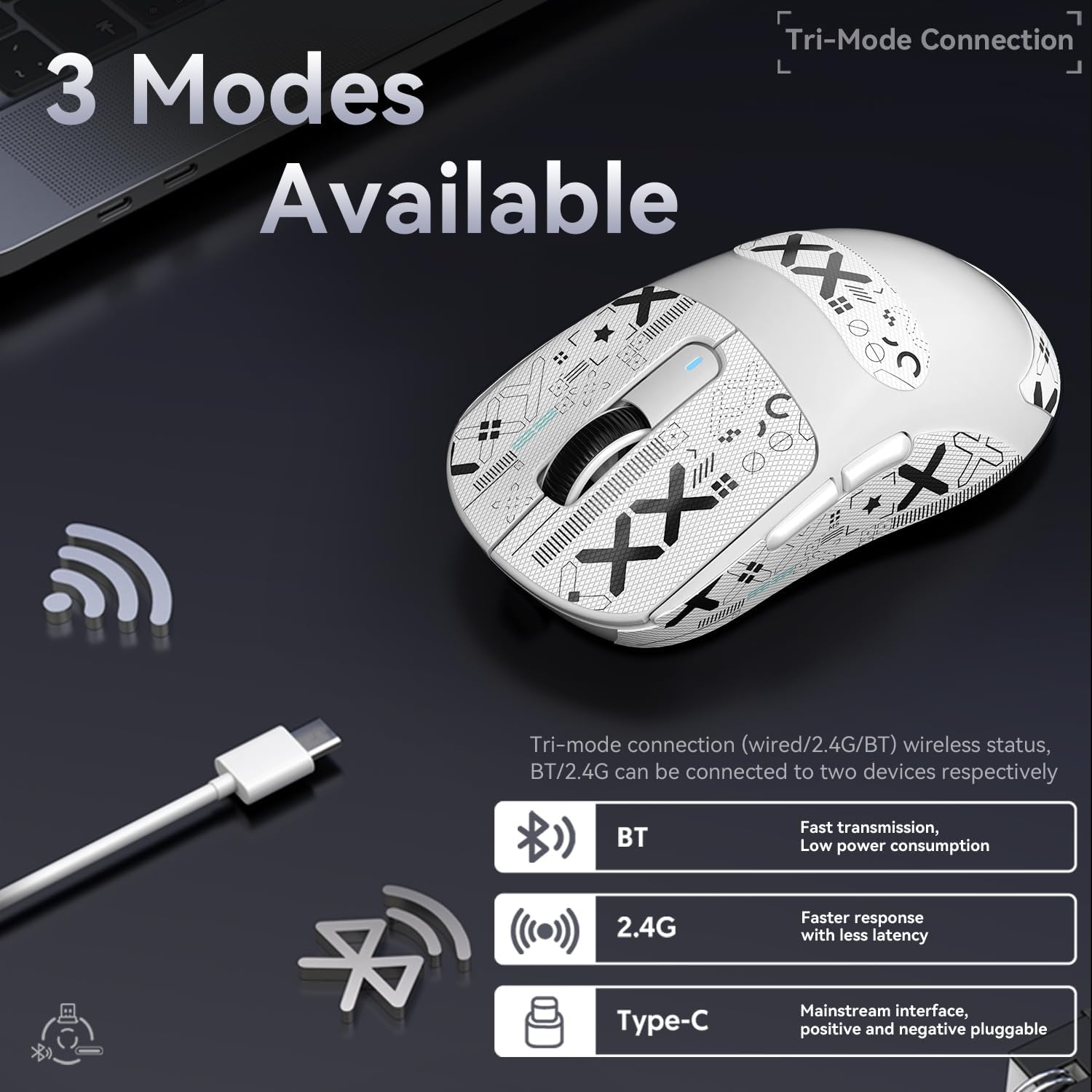 ATTACK SHARK X3 Kablosuz Oyuncu Mouse PAW3395 Superlight