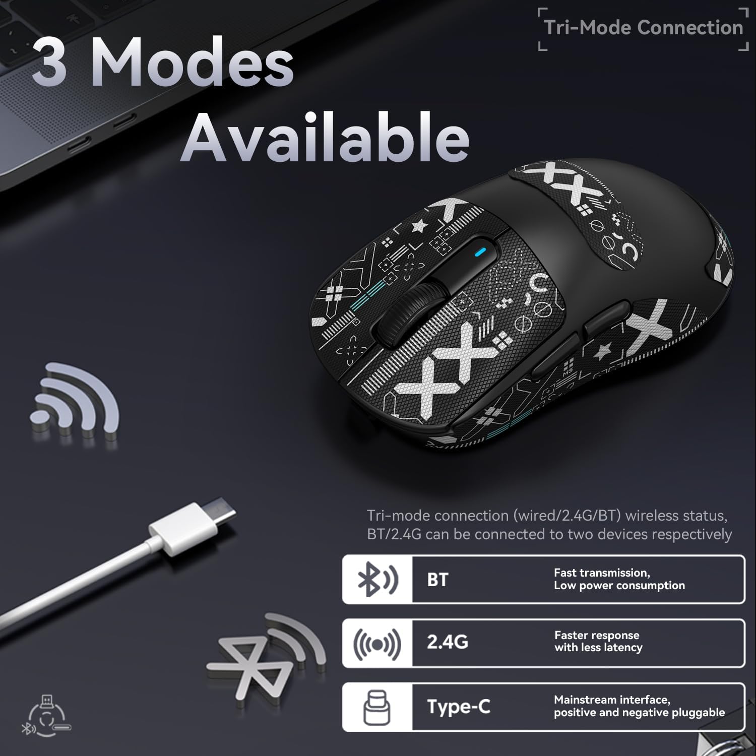 ATTACK SHARK X3 Kablosuz Oyuncu Mouse PAW3395 Superlight