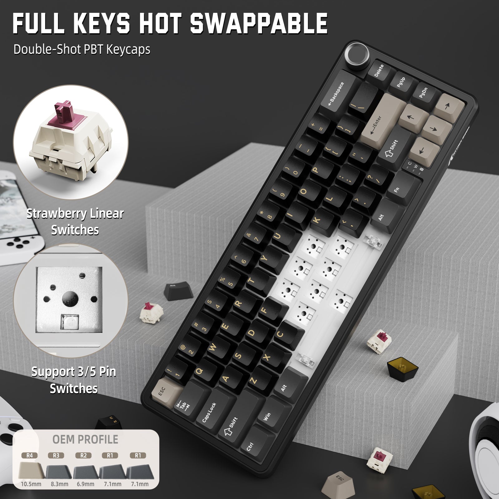 ATTACK SHARK X66 Wireless Mekanik Klavye with Side Printed PBT Tuş Takımı