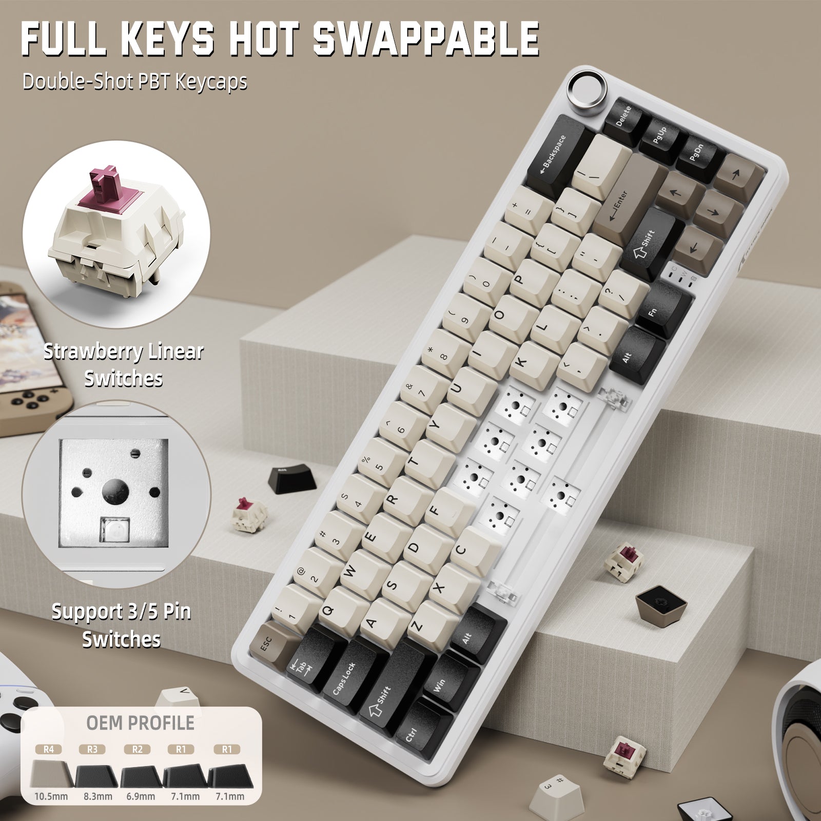 ATTACK SHARK X66 Wireless Mekanik Klavye with Side Printed PBT Tuş Takımı