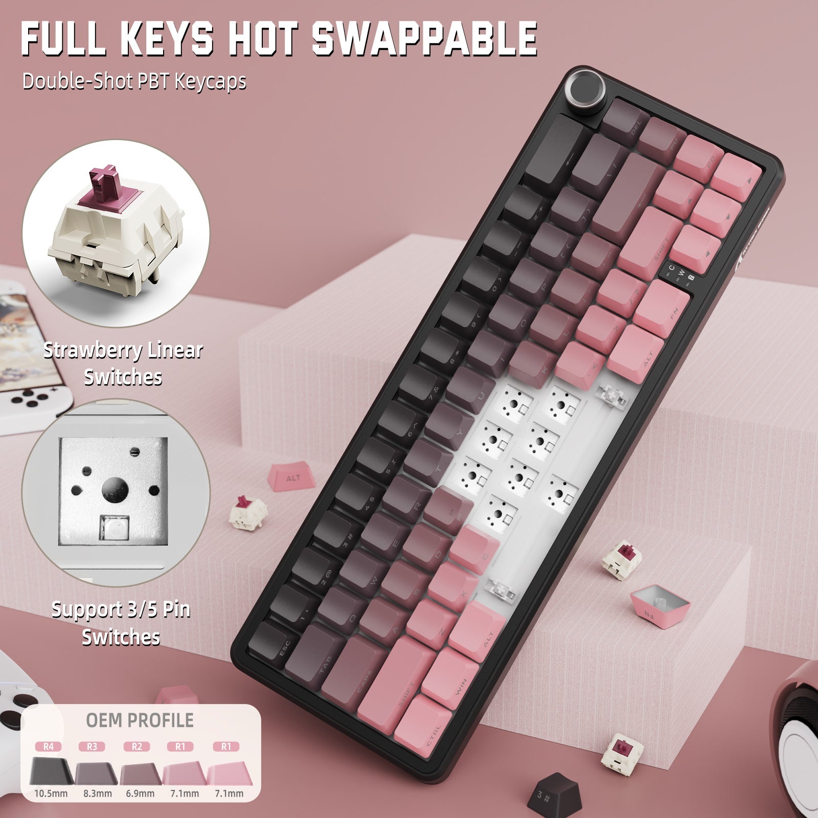 ATTACK SHARK X66 Wireless Mekanik Klavye with Side Printed PBT Tuş Takımı