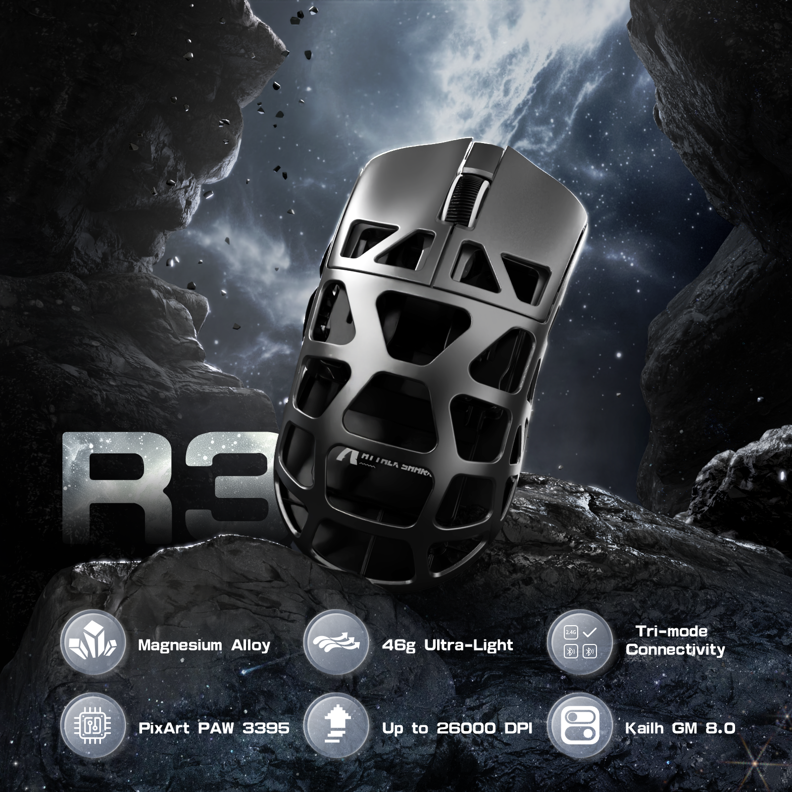 ATTACK SHARK R3 Magnesium Alloy Oyuncu Mouse 8K