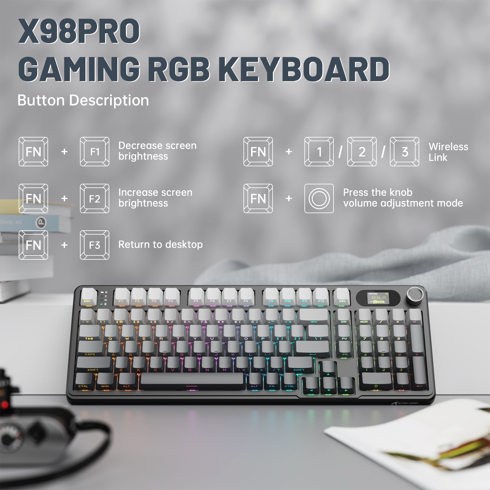 ATTACK SHARK X98PRO Wireless Oyuncu Klavye