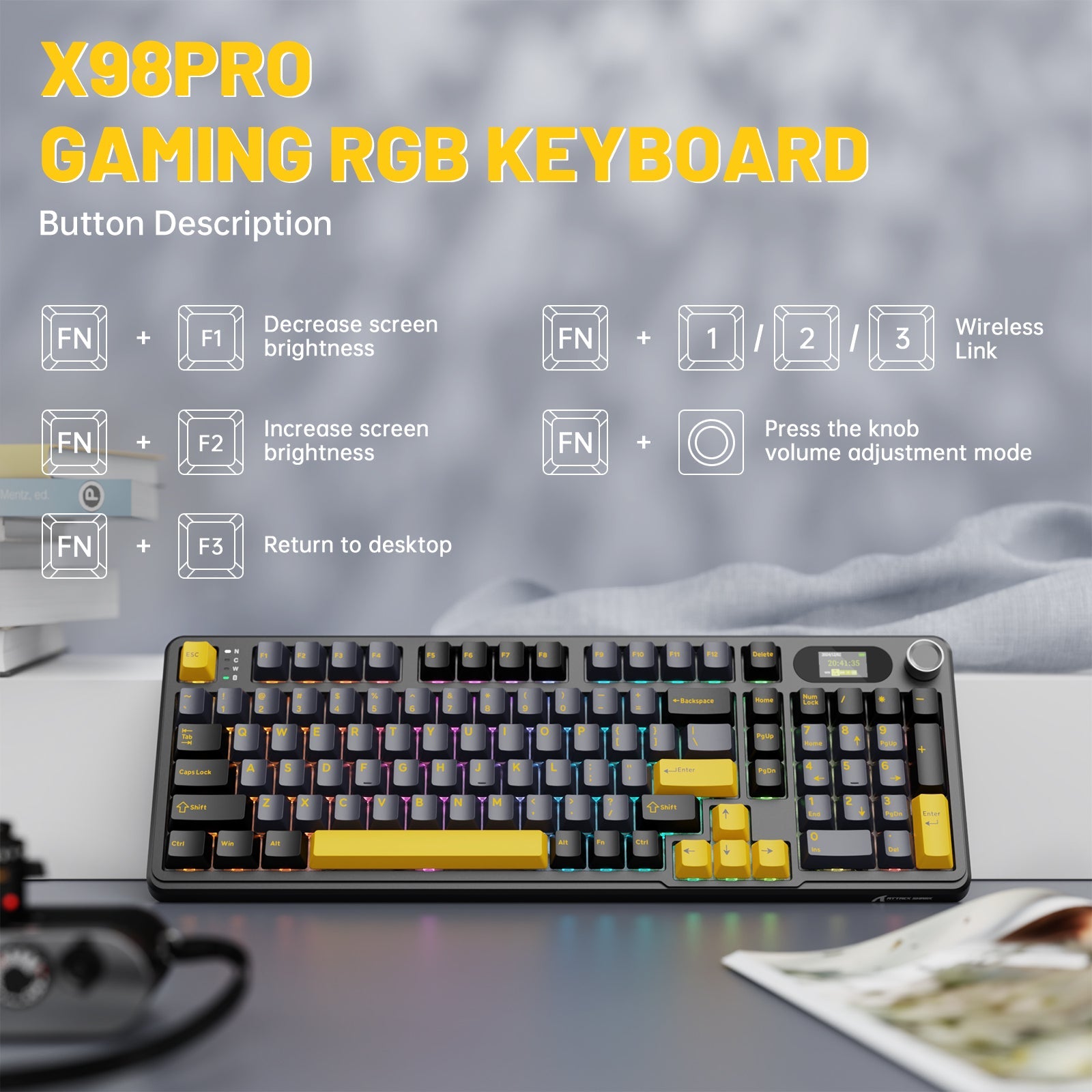 ATTACK SHARK X98PRO Wireless Oyuncu Klavye