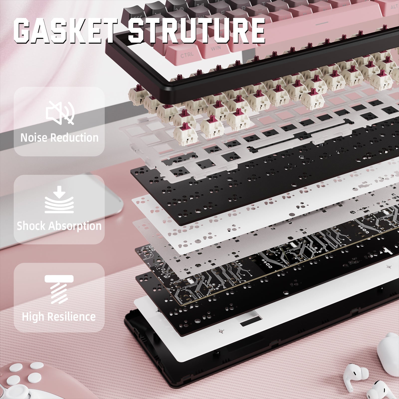 ATTACK SHARK X66 Wireless Mekanik Klavye with Side Printed PBT Tuş Takımı