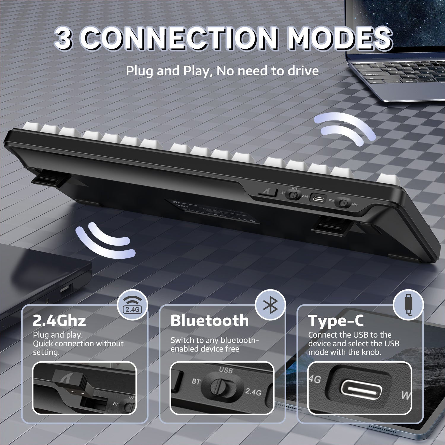ATTACK SHARK X87 Tri-mode Gasket Mekanik Klavye