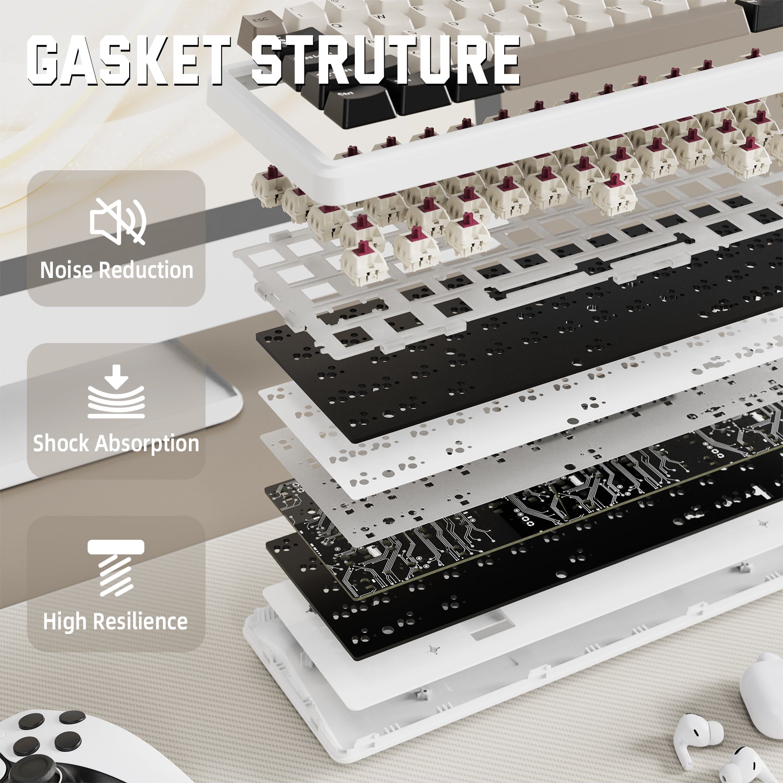 ATTACK SHARK X66 Wireless Mekanik Klavye with Side Printed PBT Tuş Takımı