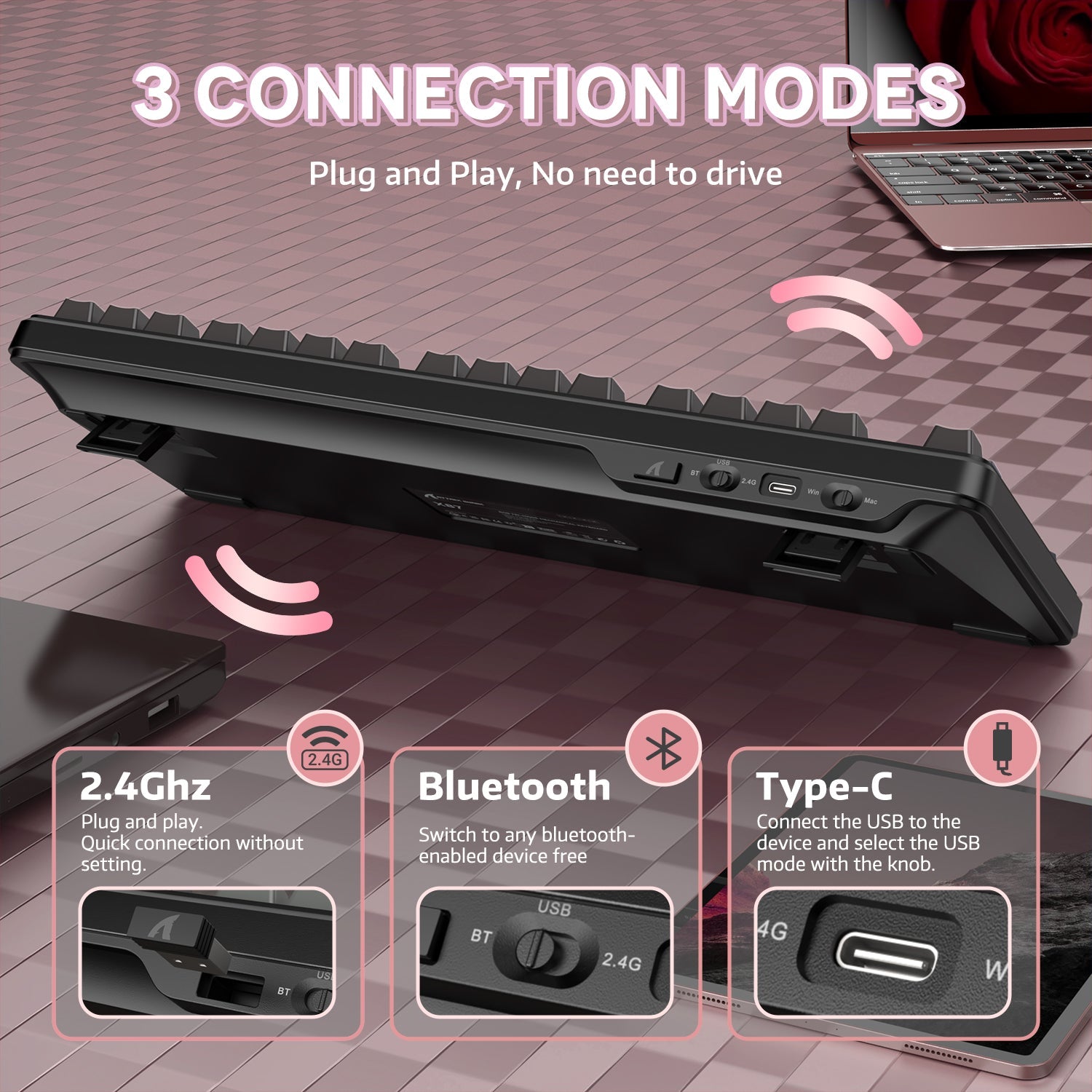 ATTACK SHARK X87 Tri-mode Gasket Mekanik Klavye