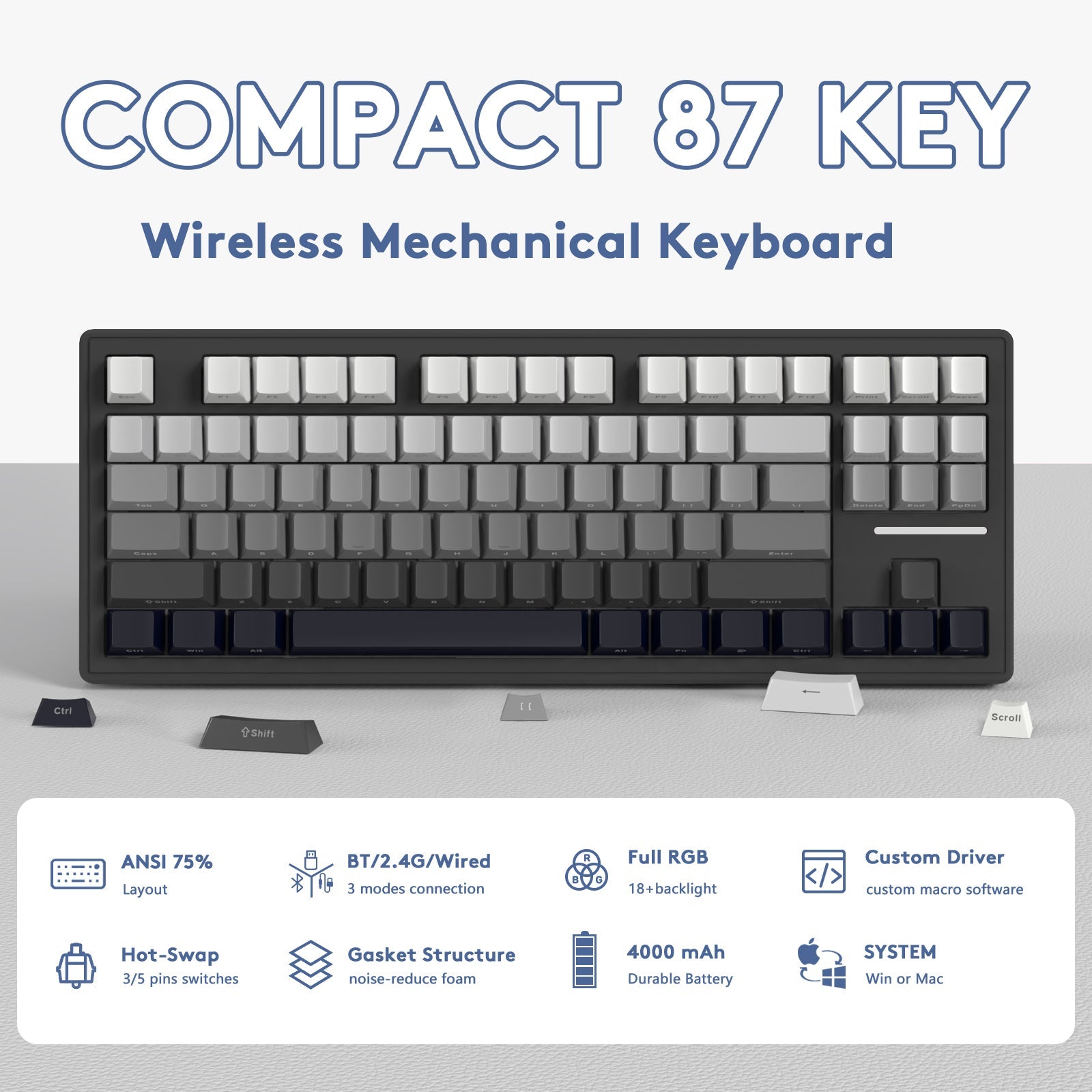 ATTACK SHARK M87 Wireless Mekanik Klavye