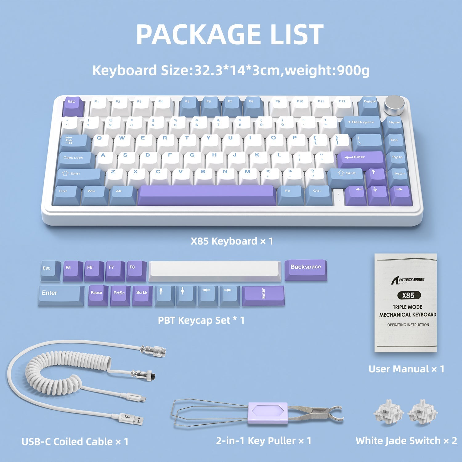 ATTACK SHARK X85 Wireless Mekanik Klavye