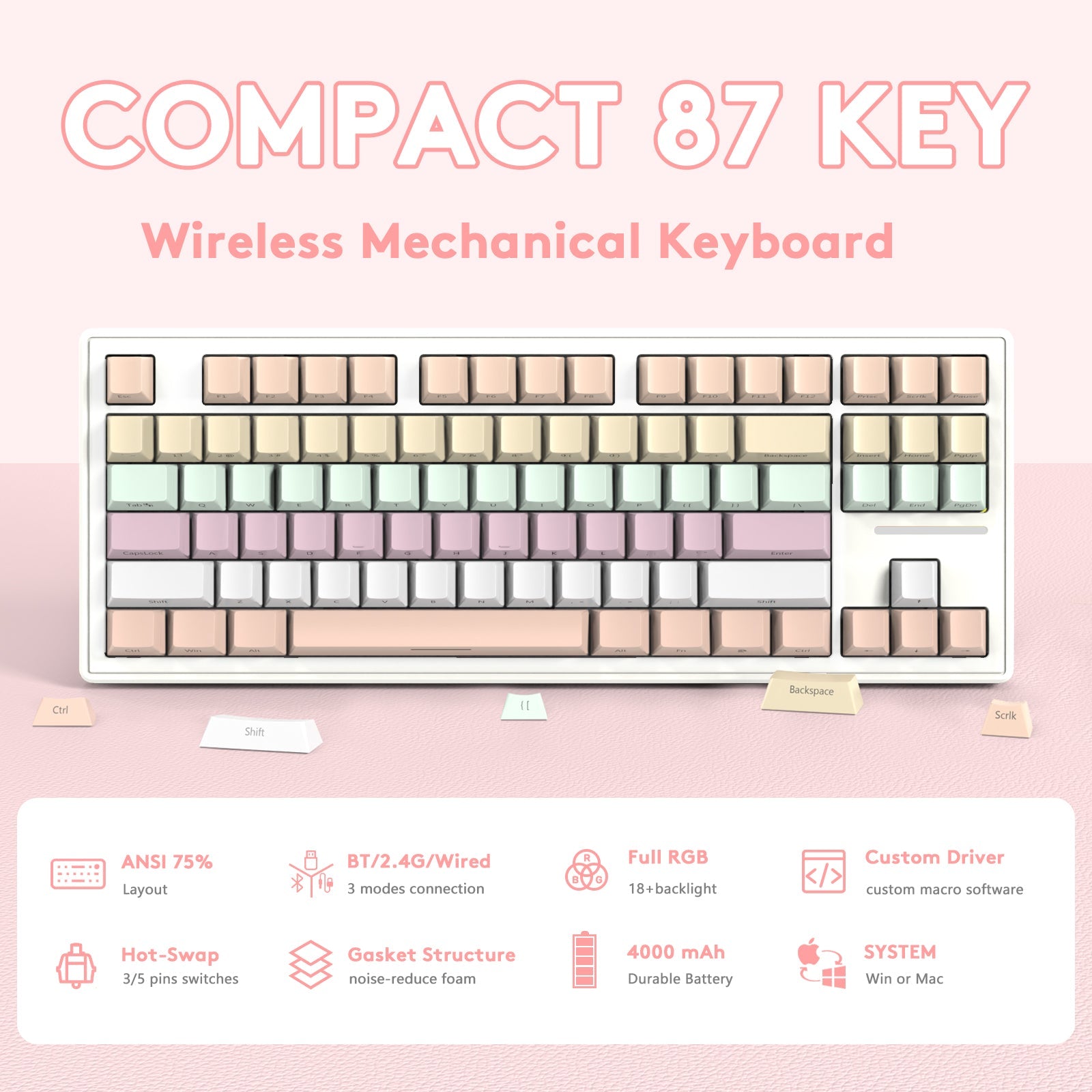 ATTACK SHARK M87 Wireless Mekanik Klavye