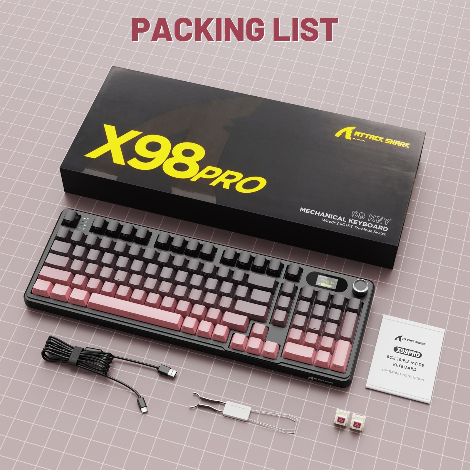 ATTACK SHARK X98PRO Wireless Oyuncu Klavye