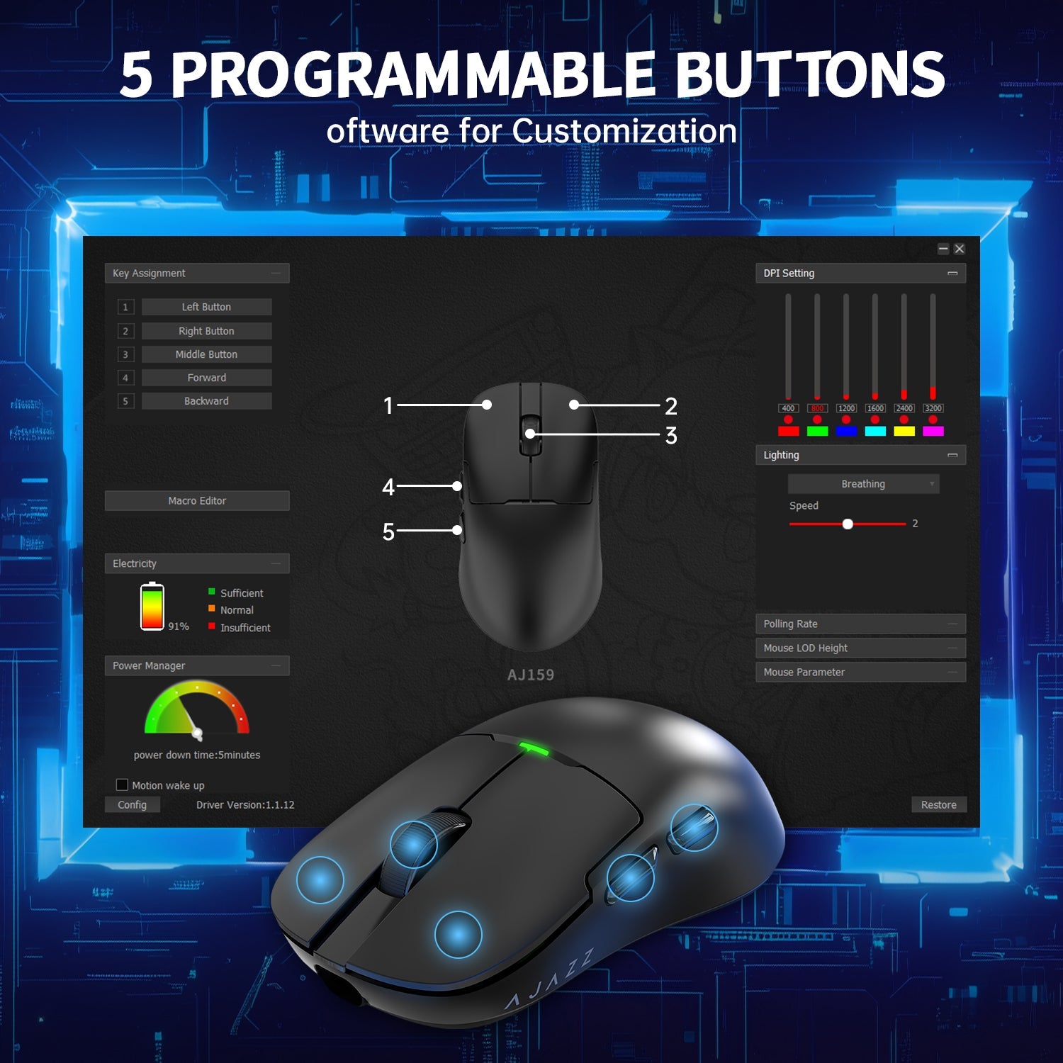 ATTACK SHARK x AJ159P Tri-mode Oyuncu Mouse Şarj Ünitesi İle