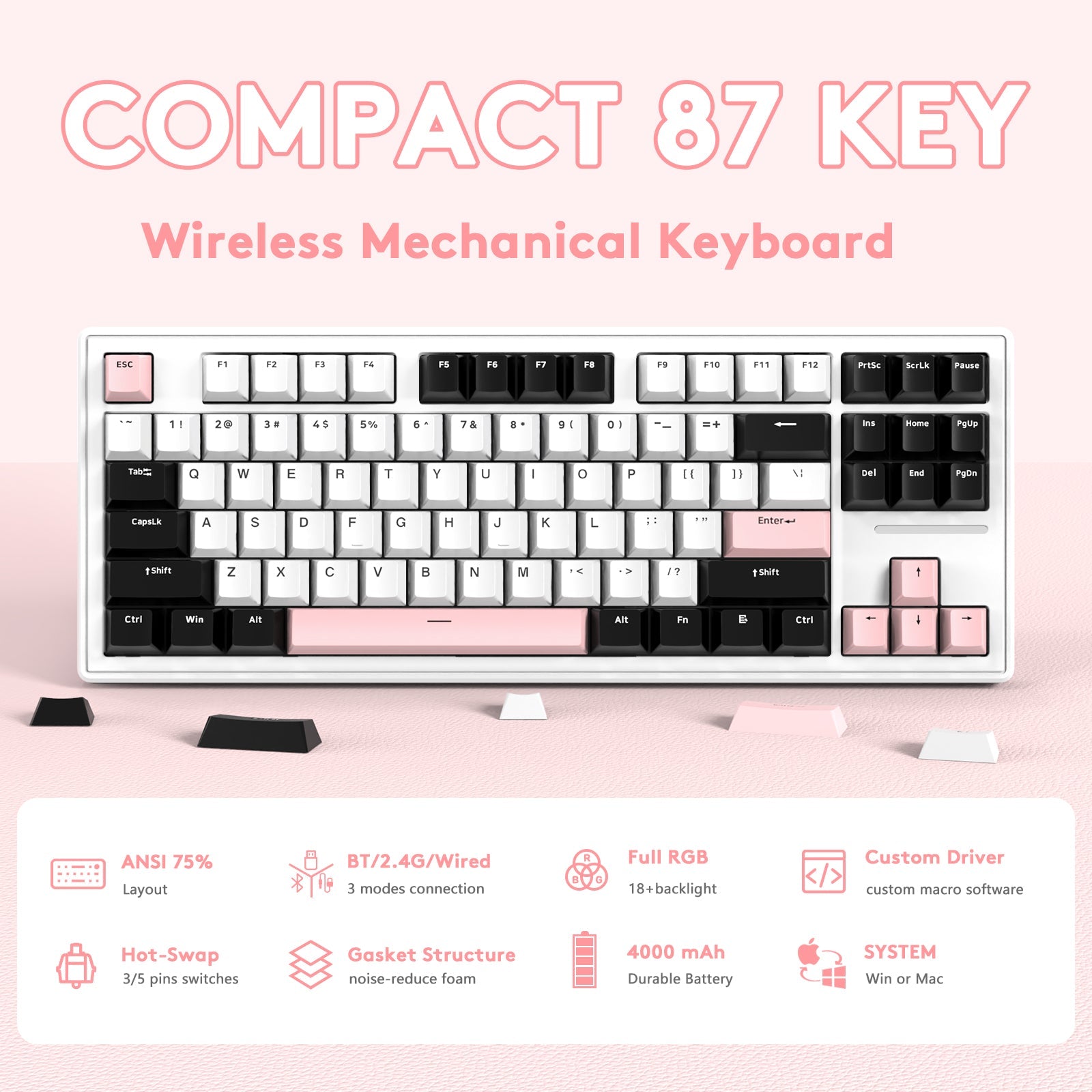 ATTACK SHARK M87 Wireless Mekanik Klavye