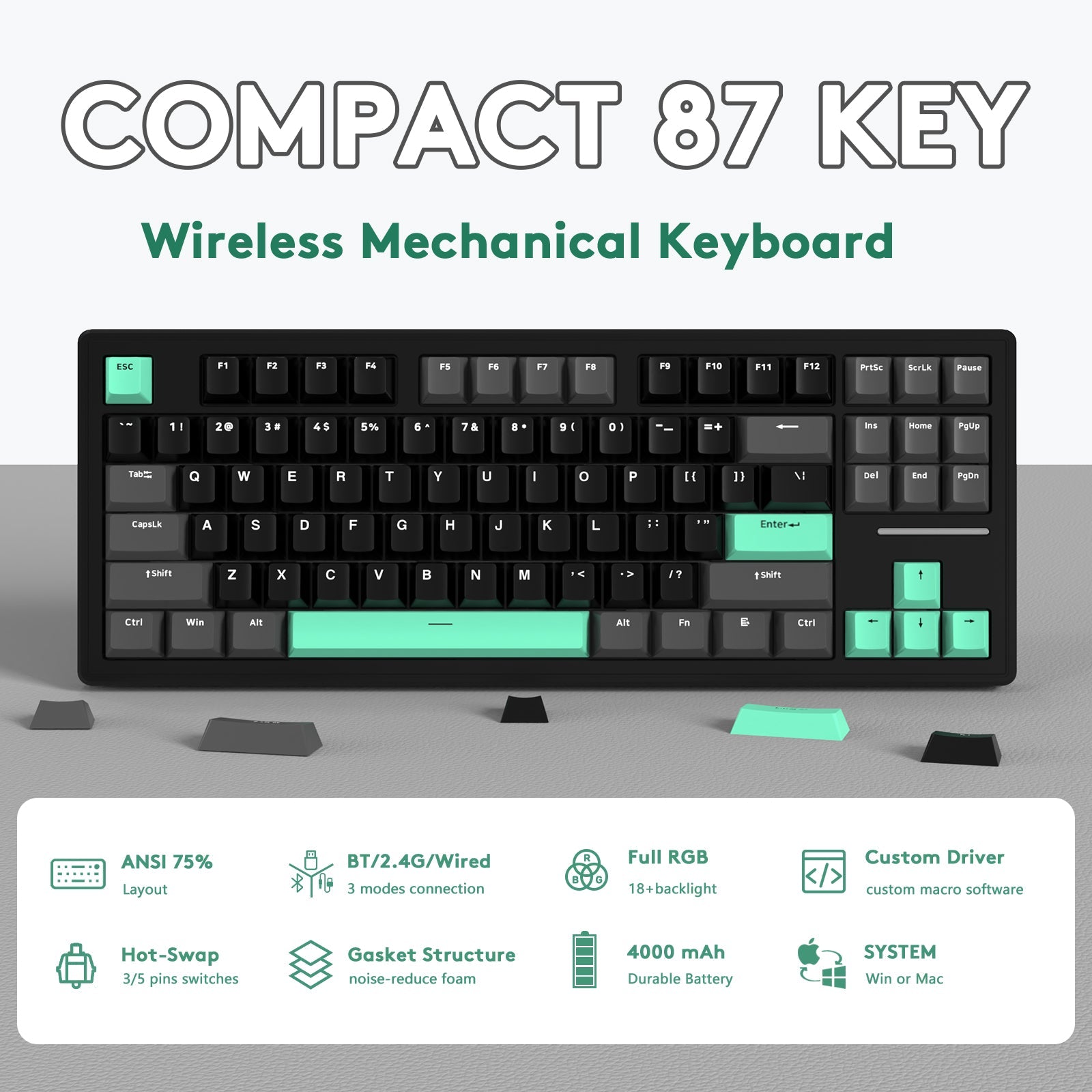 ATTACK SHARK M87 Wireless Mekanik Klavye