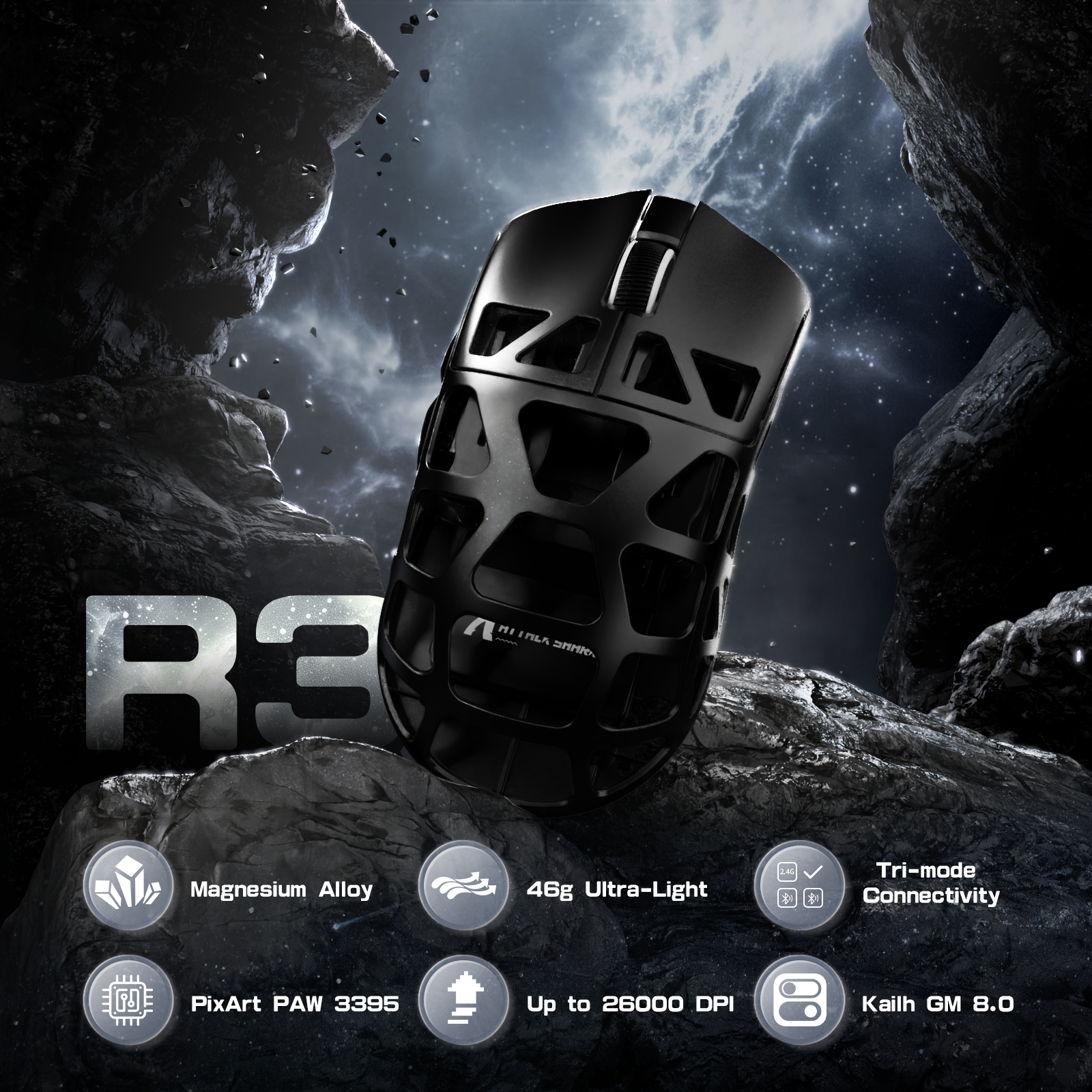 ATTACK SHARK R3 Magnesium Alloy Oyuncu Mouse 8K